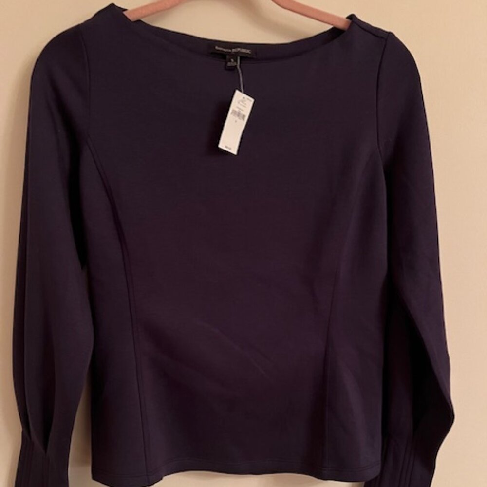 NWT Banana Republic Deep Purple Top Size: Small Long Sleeve w Ribbed End Sleeves